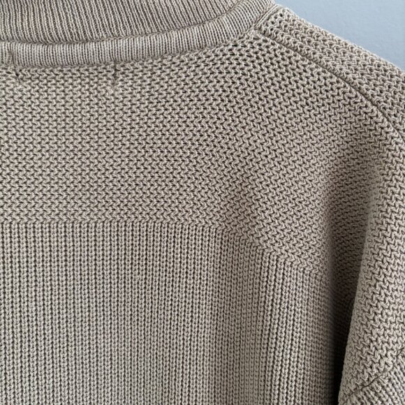 Vintage 90s Khaki Taupe Henley Sweater - Picture 5 of 8